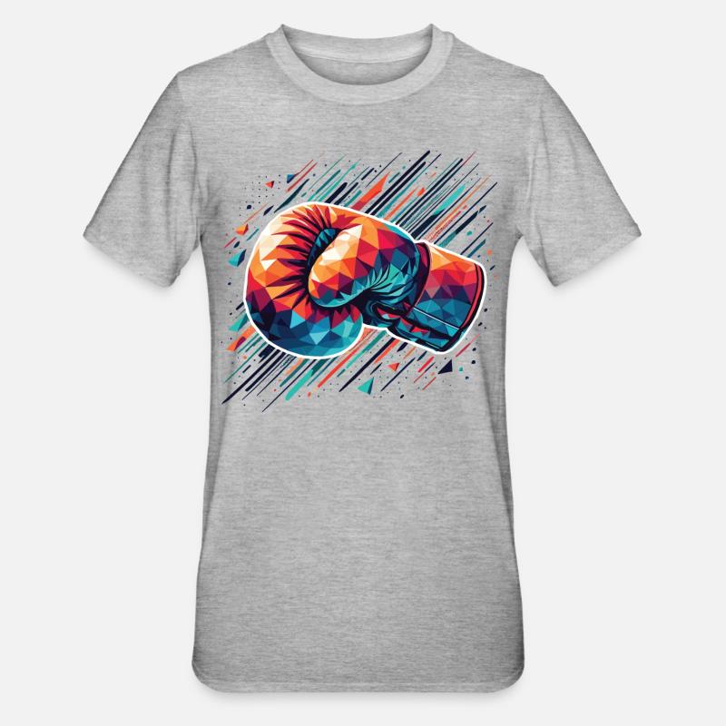 bunter Boxhandschuh Polygon Style - Unisex Polycotton T-Shirt - Grau meliert