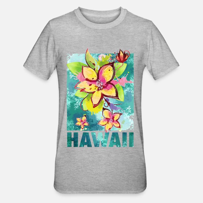 Hawaï fleur Orchidee Aloha - T-shirt polycoton Unisexe - gris chiné