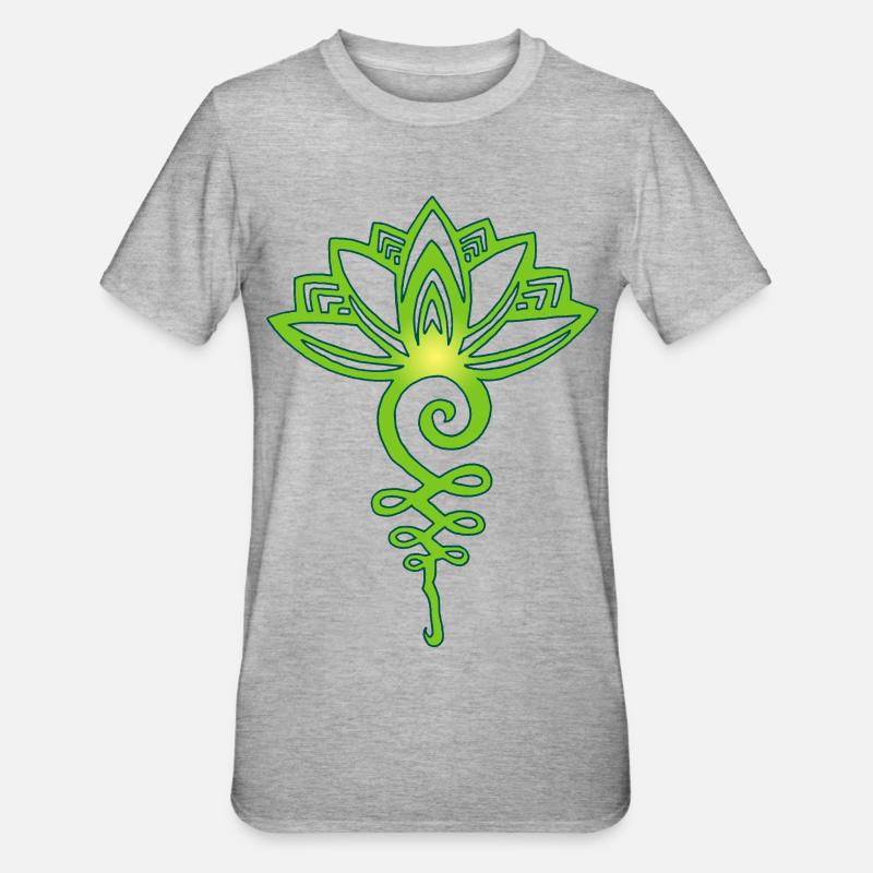 lotus vert éternel - T-shirt polycoton Unisexe - gris chiné