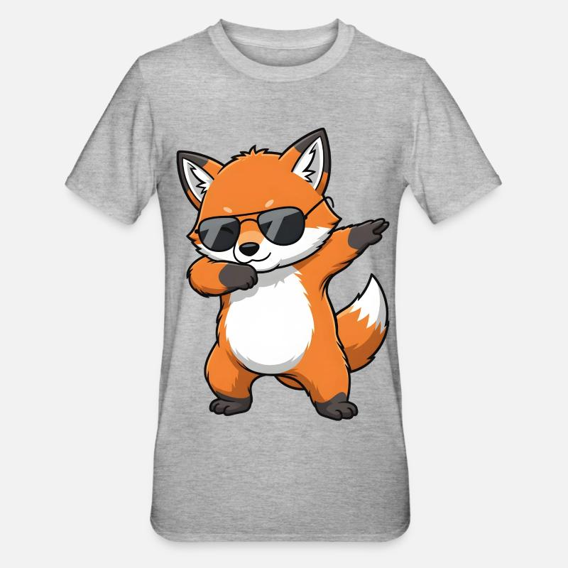 Dabbing Fox - Unisex Polycotton T-Shirt - heather grey