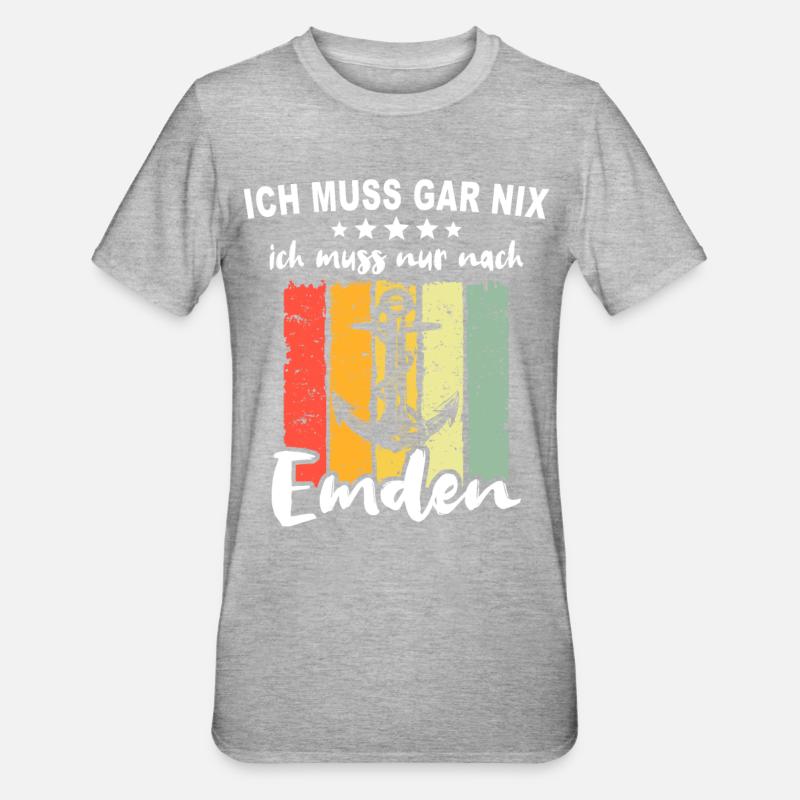 Emden Sprüche Emdener Spruch - Unisex Polycotton T-Shirt - Grau meliert