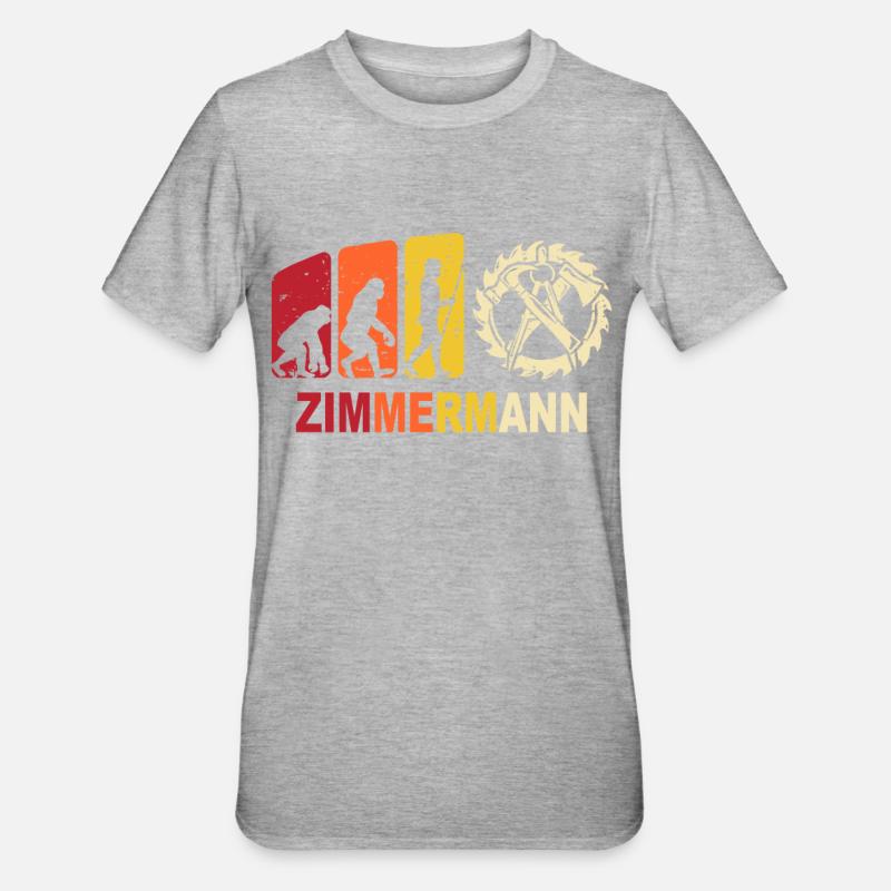 Zimmerer Evolution Zimmerleute - Unisex Polycotton T-Shirt - Grau meliert