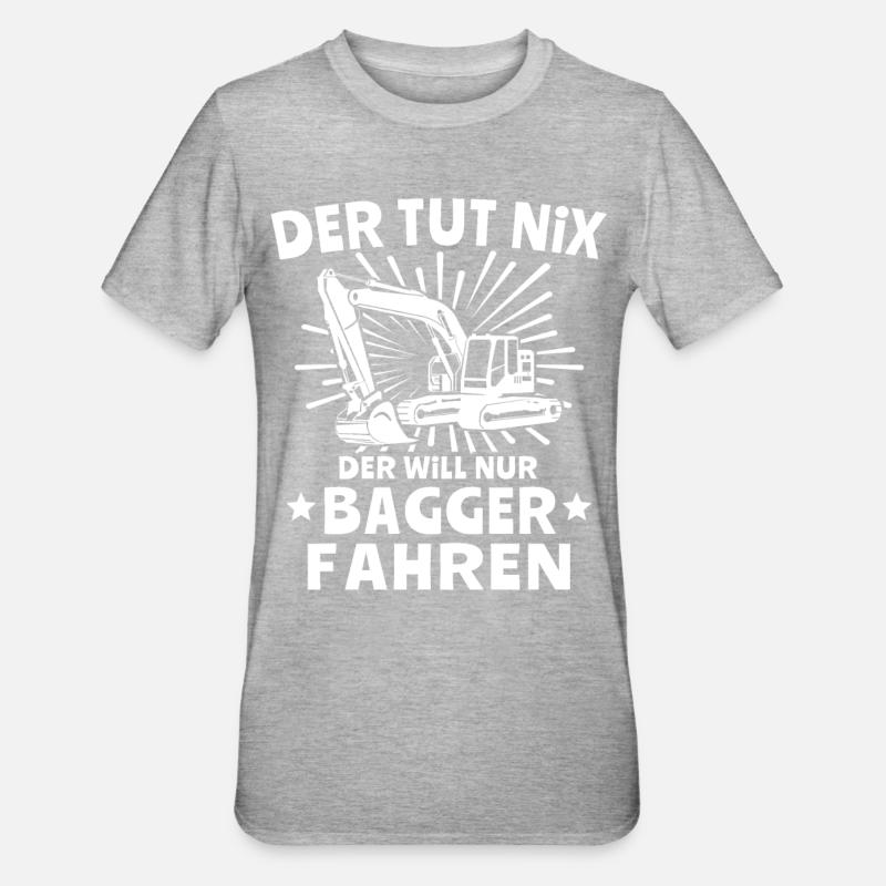 Baggerfahrer Bagger - Unisex Polycotton T-Shirt - Grau meliert