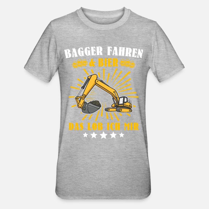 Baggerfahrer Bagger - Unisex Polycotton T-Shirt - Grau meliert