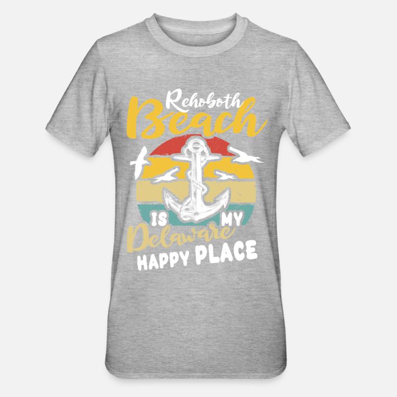 Plage de Rehoboth Delaware - T-shirt polycoton Unisexe - gris chiné