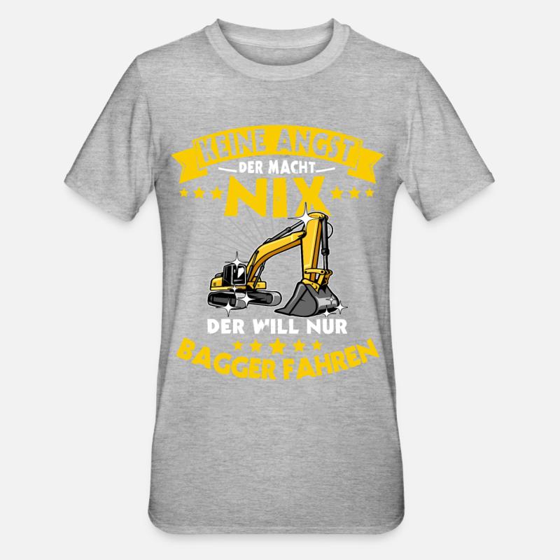 Baggerführer Baggerfahrer - Unisex Polycotton T-Shirt - Grau meliert