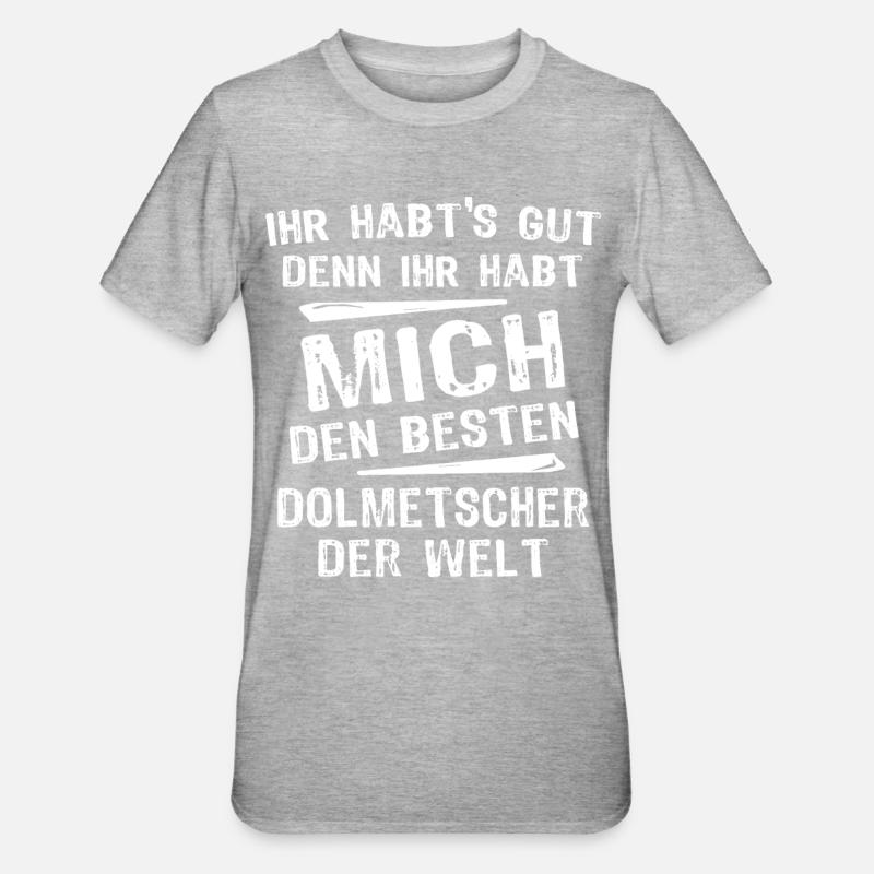 Dolmetscher - Unisex Polycotton T-Shirt - Grau meliert