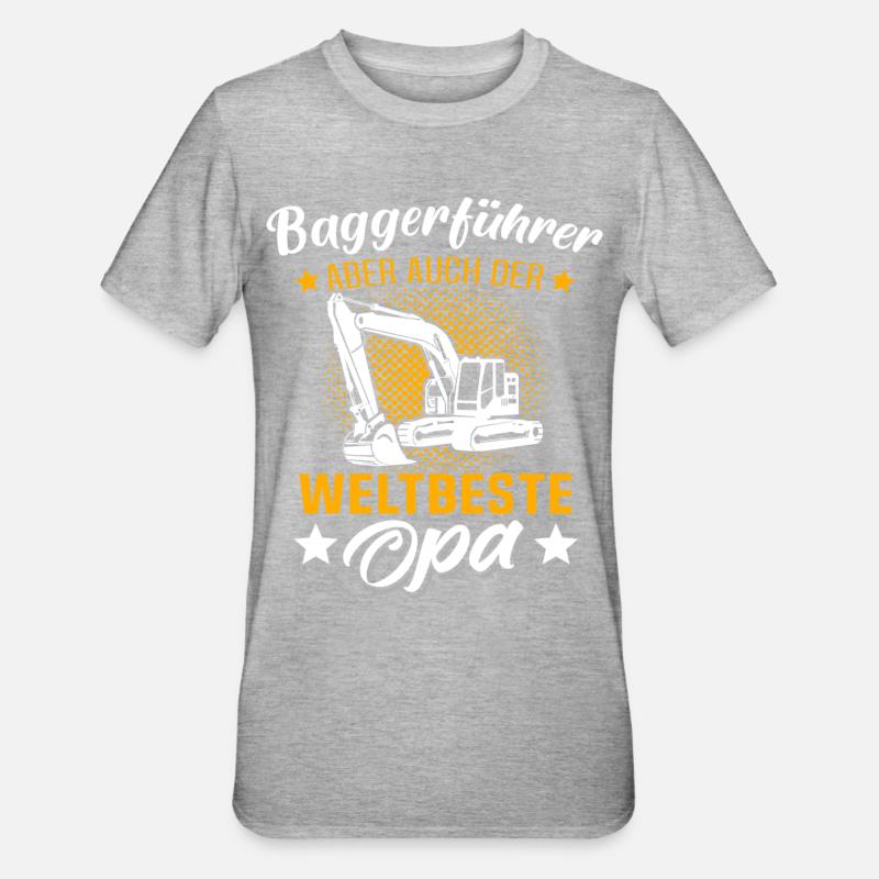 Opa Baggerführer - Unisex Polycotton T-Shirt - Grau meliert