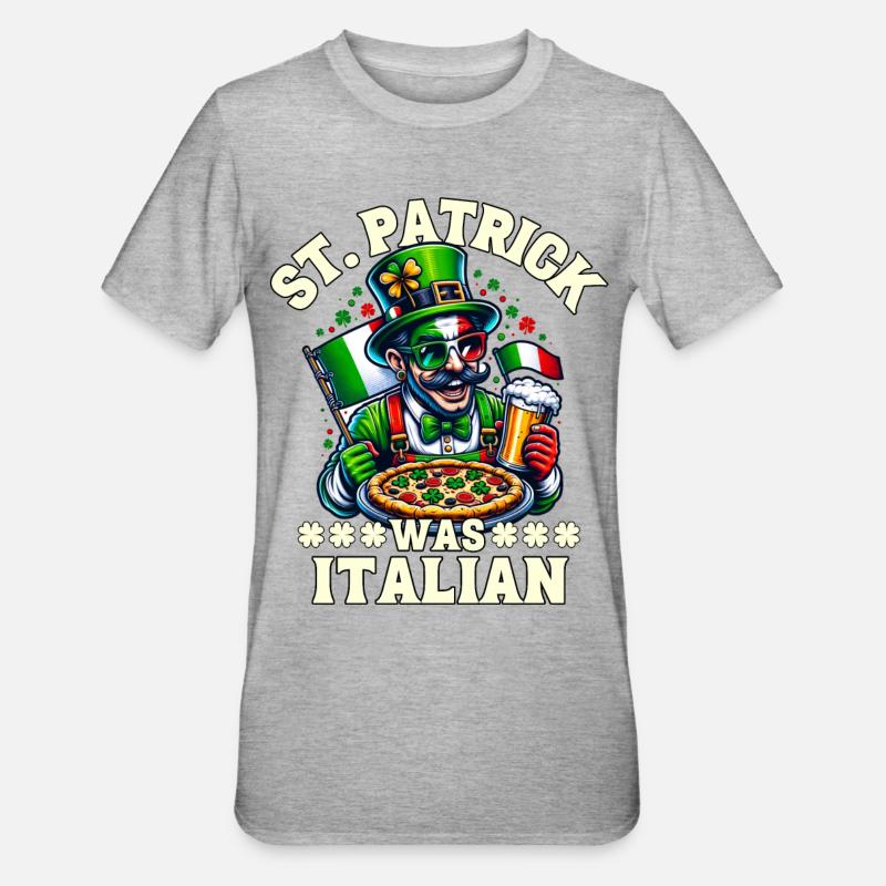 Fête de la Saint-Patrick italienne - T-shirt polycoton Unisexe - gris chiné