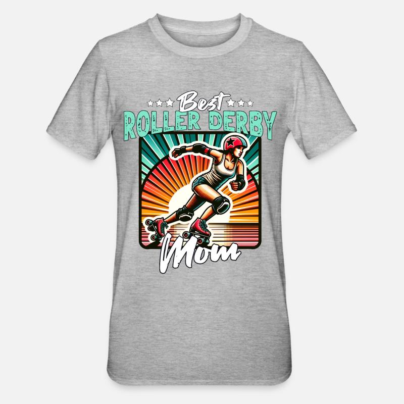Roller Derby Mama - Unisex Polycotton T-Shirt - Grau meliert