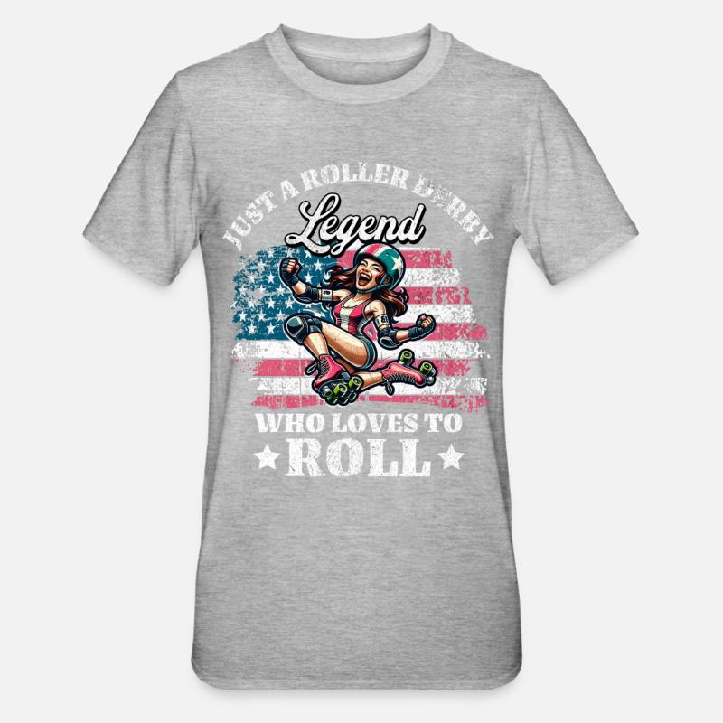 US Roller Derby Player - Unisex Polycotton T-Shirt - heather grey