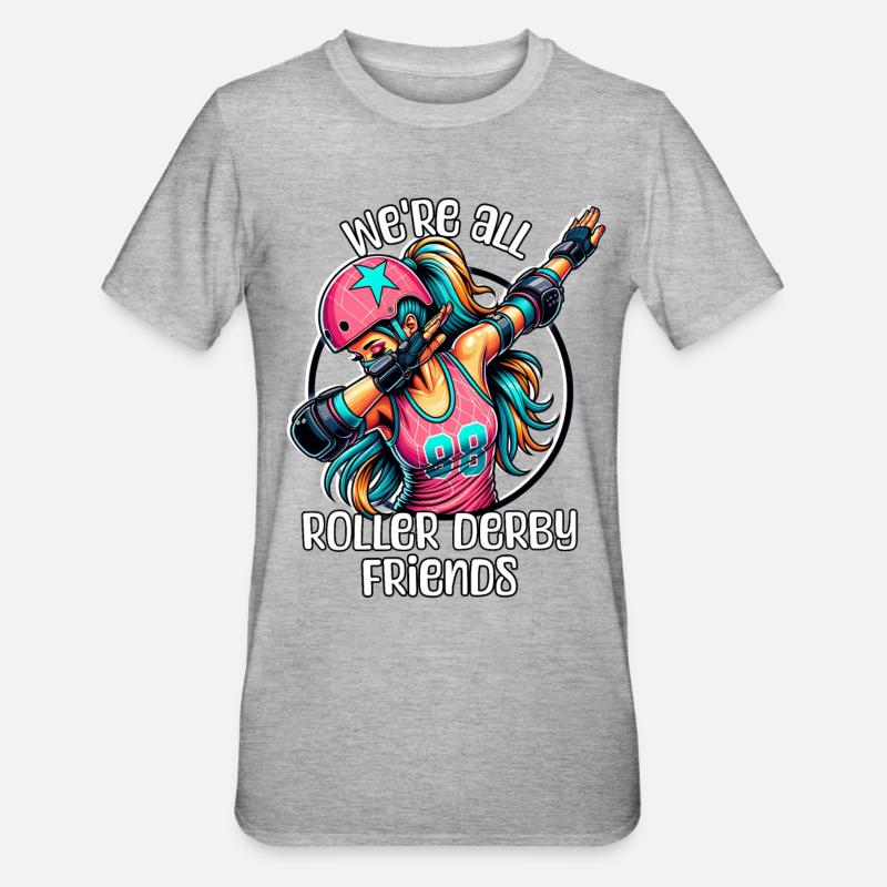 Roller Derby Sprüche - Unisex Polycotton T-Shirt - Grau meliert