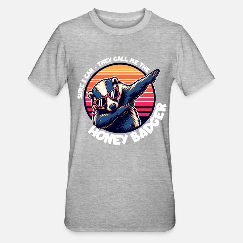 Honigdachs Spruch - Unisex Polycotton T-Shirt - Grau meliert