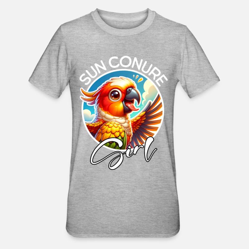 Fille Conure du Soleil - T-shirt polycoton Unisexe - gris chiné