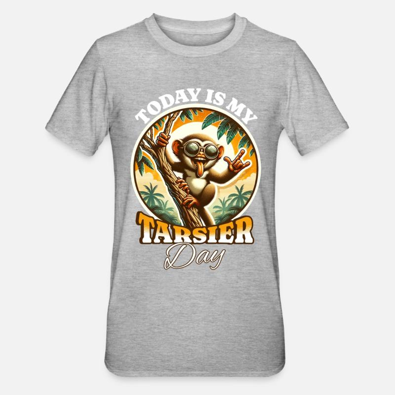 Koboldmaki Tarsier - T-shirt polycoton Unisexe - gris chiné