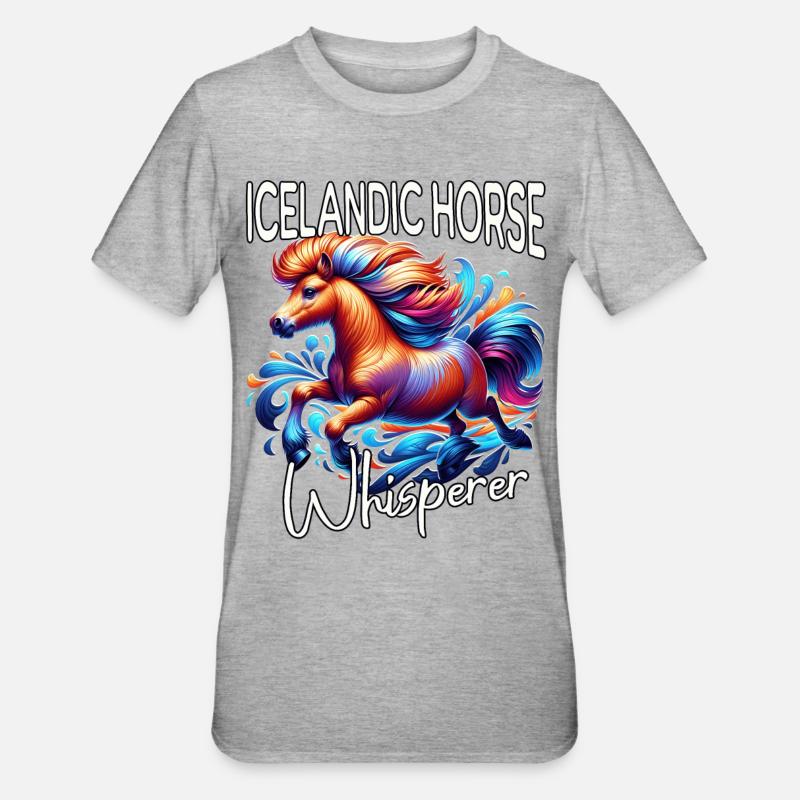 Isländer Flüsterer Pferd - Unisex Polycotton T-Shirt - Grau meliert