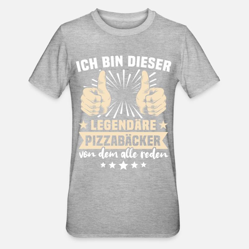 Pizzabäcker Sprüche - Unisex Polycotton T-Shirt - Grau meliert
