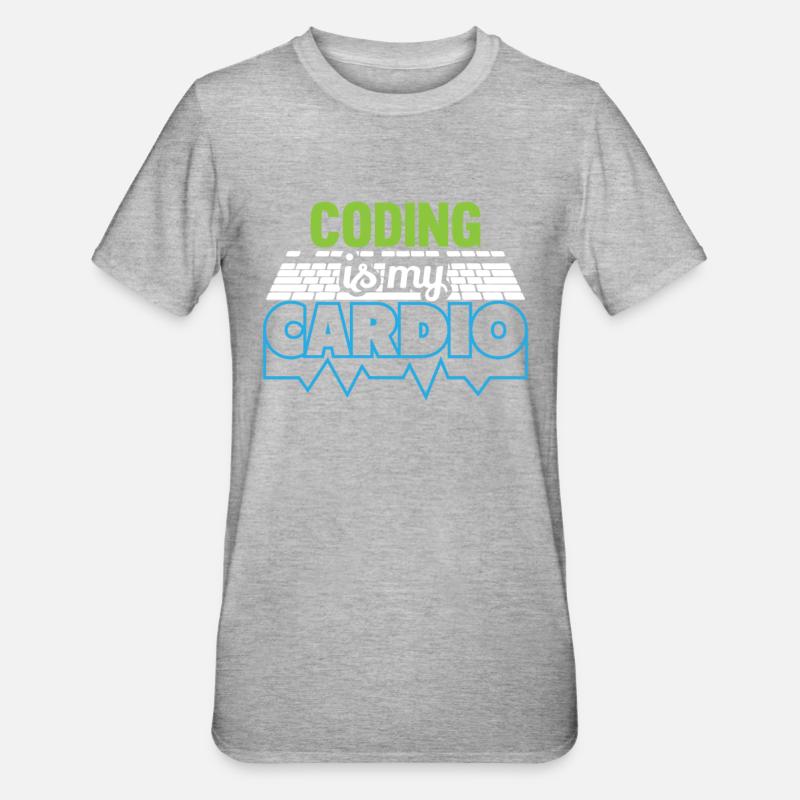 Programmierer Codierung ist mein Cardio Funny Developer - Unisex Polycotton T-Shirt - Grau meliert