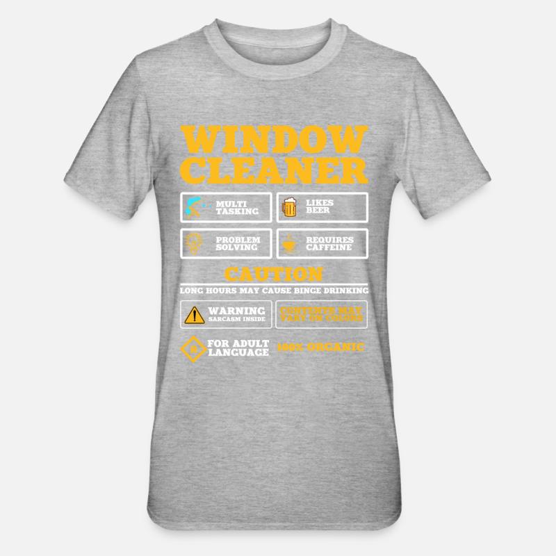 Fensterputzer Geschenkidee - Unisex Polycotton T-Shirt - Grau meliert