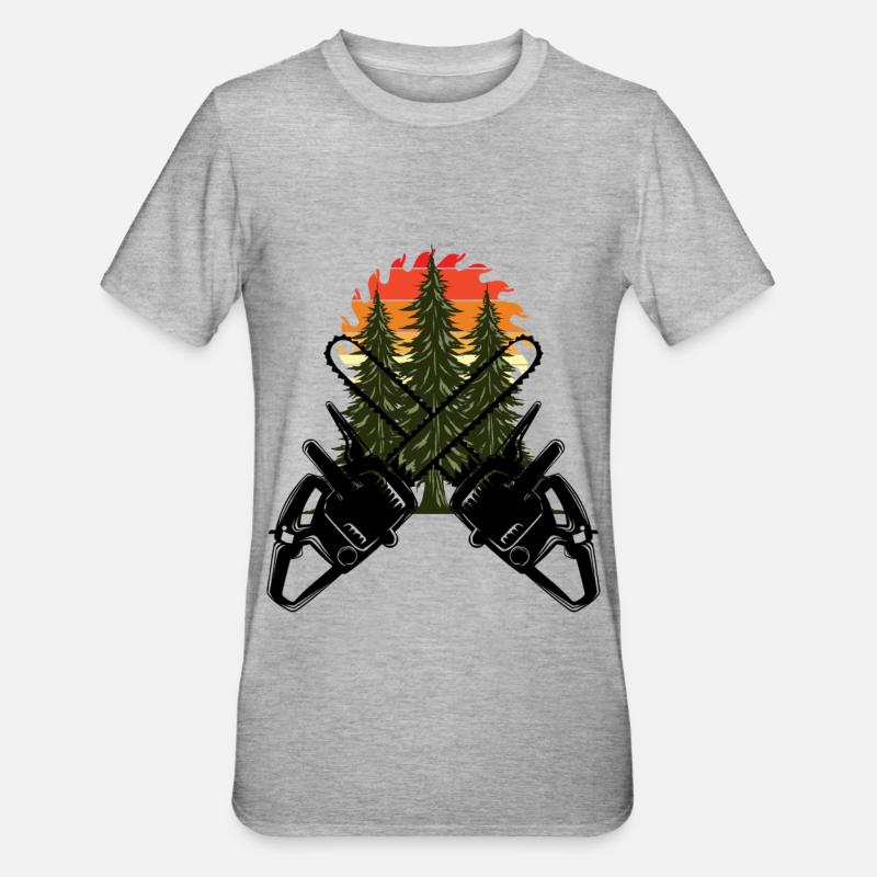 Tronçonneuse Axe Forester Bûcheron Scie Chaîne - T-shirt polycoton Unisexe - gris chiné