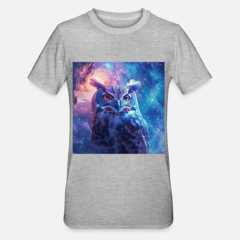 Eule - Unisex Polycotton T-Shirt - Grau meliert