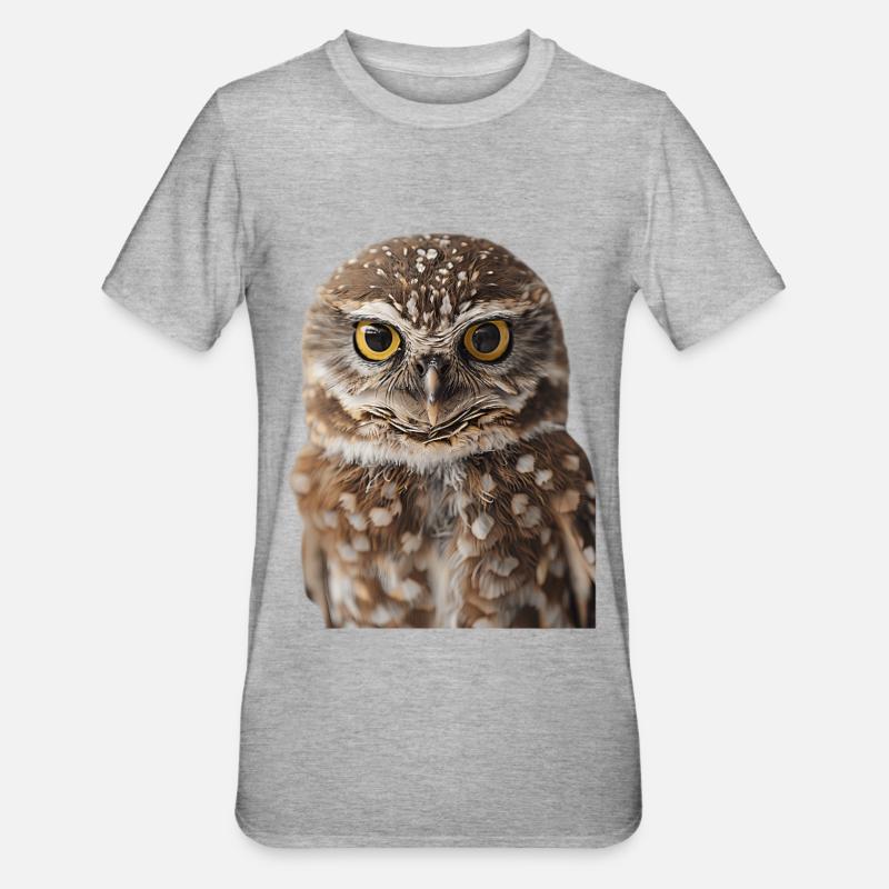 Eule - Unisex Polycotton T-Shirt - Grau meliert