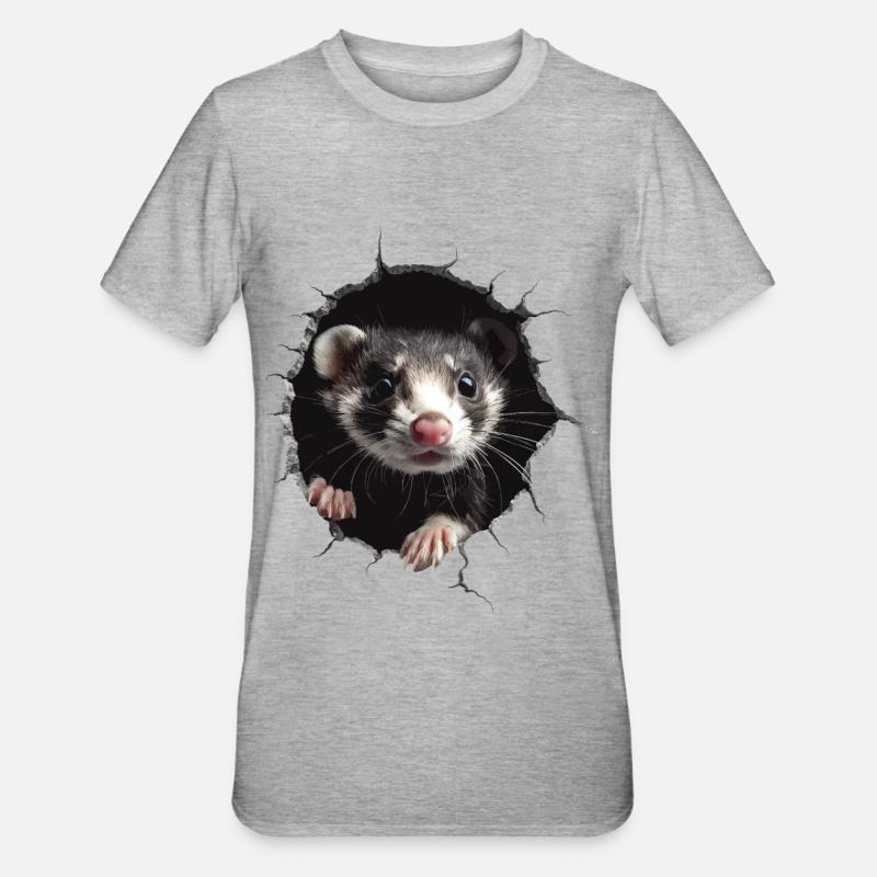 Frettchen - Unisex Polycotton T-Shirt - Grau meliert
