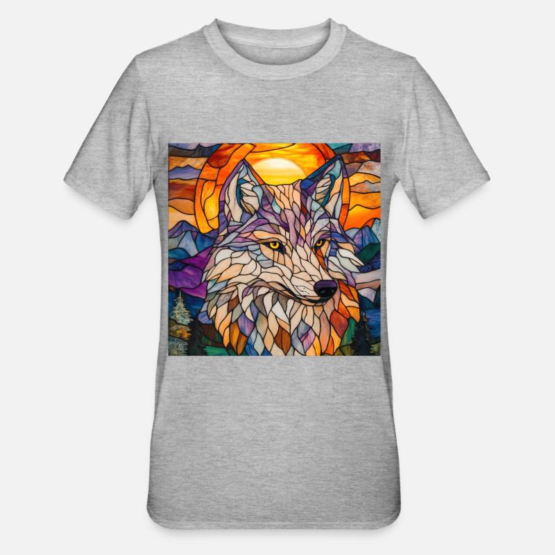 Wolf - Unisex Polycotton T-Shirt - Grau meliert