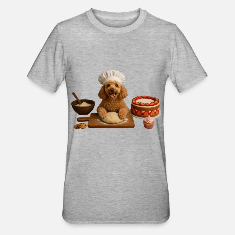 Caniche Gâteau Cuisson Biscuits - T-shirt polycoton Unisexe - gris chiné