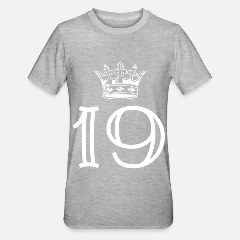 19 Nummer krone - Unisex polycotton T-shirt - grå meleret