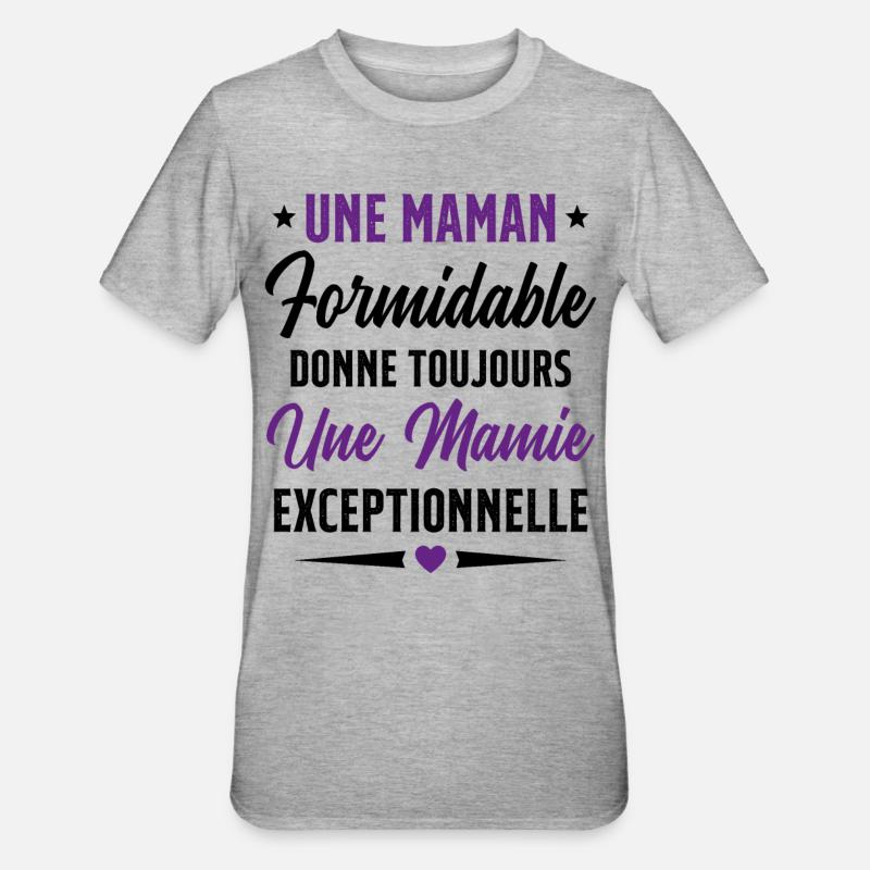 Grand-Mère - Une Mamie Exceptionnelle - T-shirt polycoton Unisexe - gris chiné