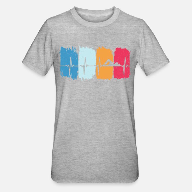 Float retro heartbeat swim - Unisex Polycotton T-Shirt - heather grey