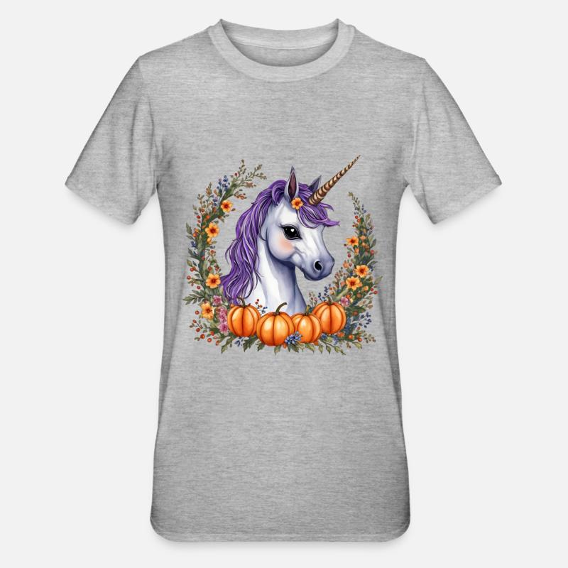 Poney d’Halloween - T-shirt polycoton Unisexe - gris chiné