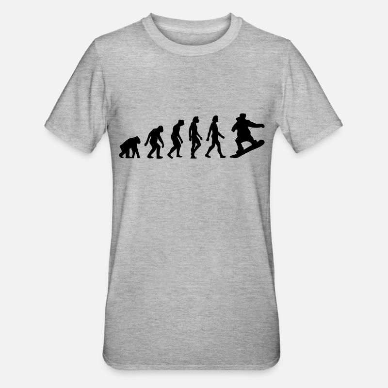 Die Evolution von Snowboarding - Unisex Polycotton T-Shirt - Grau meliert