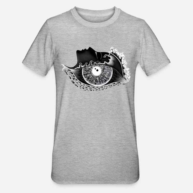 Large eye transverse white - Unisex Polycotton T-Shirt - heather grey