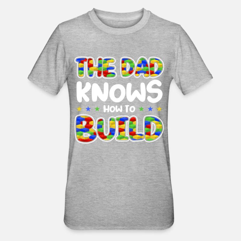 Papa Klemmbaustein Baustein - Unisex Polycotton T-Shirt - Grau meliert