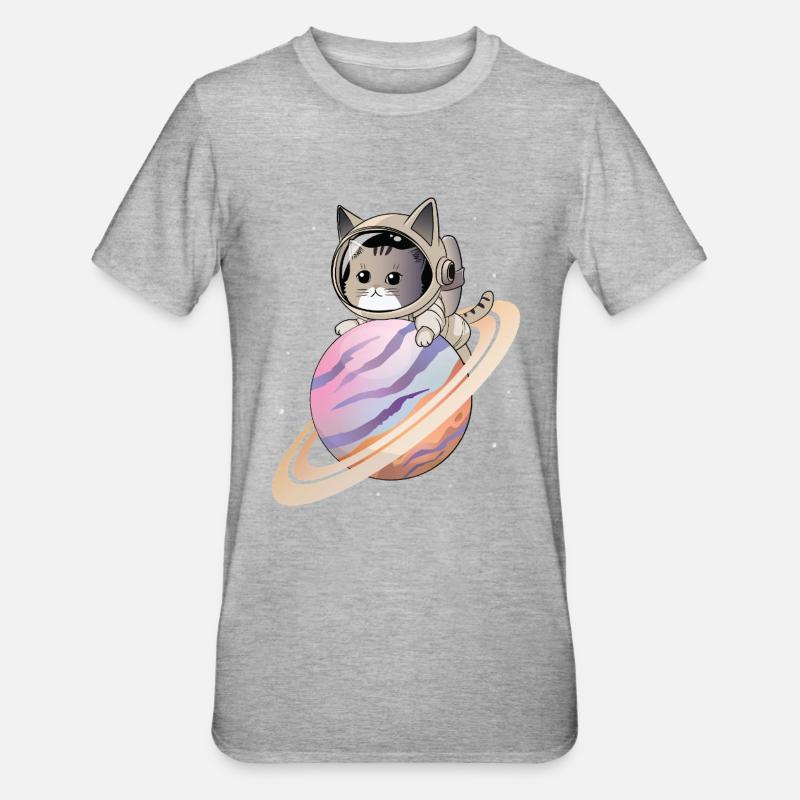 Chat de l’espace - T-shirt polycoton Unisexe - gris chiné