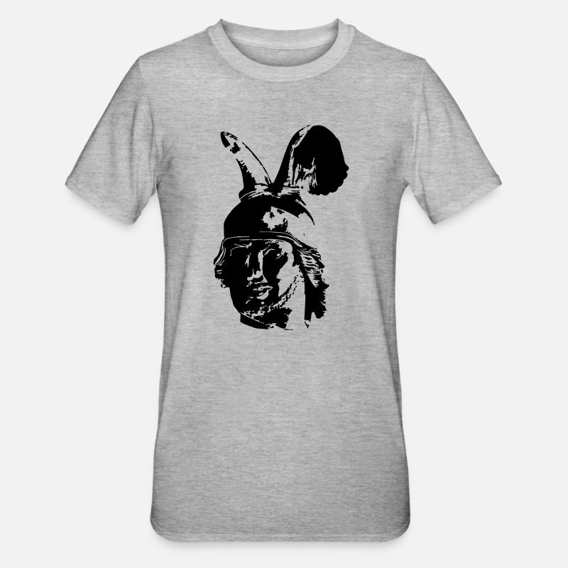 Tête du monument Hermann - monochrome, simple - T-shirt polycoton Unisexe - gris chiné