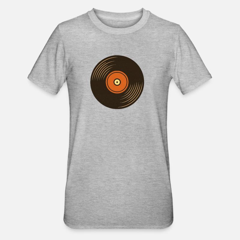 Retro Turntable Design - Unisex Polycotton T-Shirt - heather grey