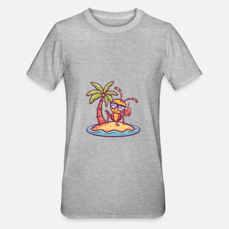 Vacances d’été de fourmi - T-shirt polycoton Unisexe - gris chiné