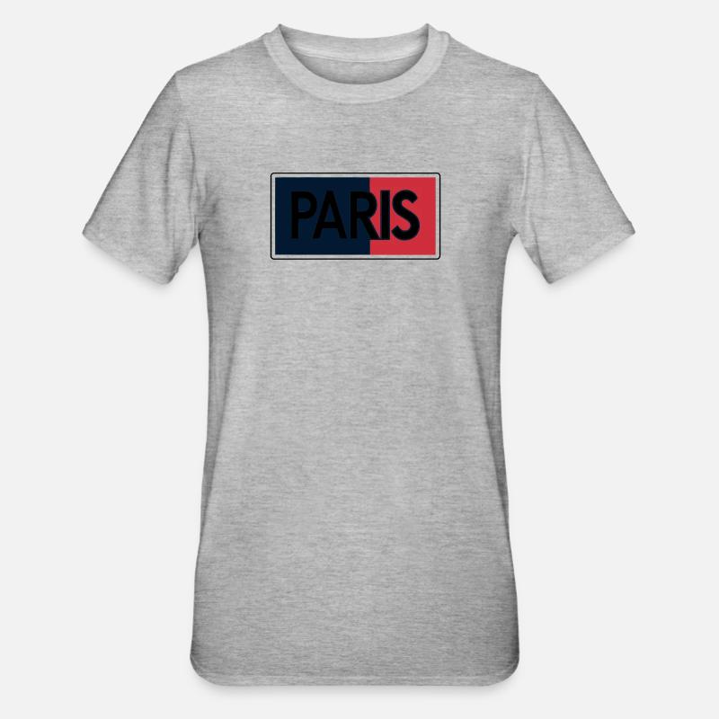 Pariser Flagge Split-Typografie - Unisex Polycotton T-Shirt - Grau meliert