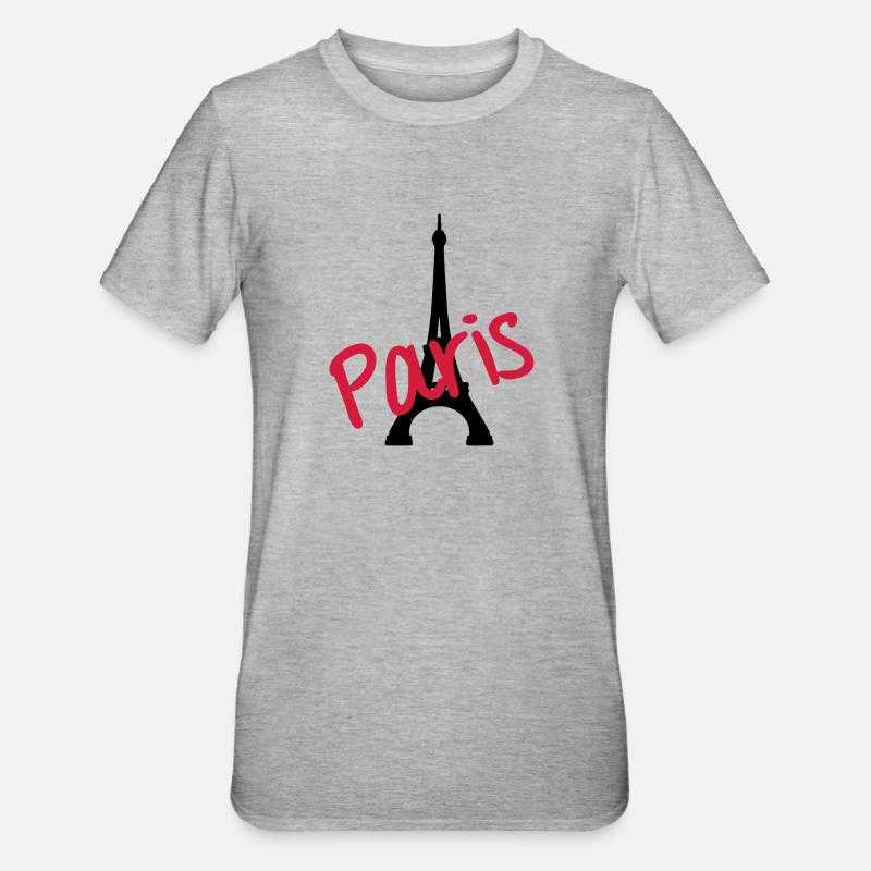 Tour Eiffel Paris - T-shirt polycoton Unisexe - gris chiné