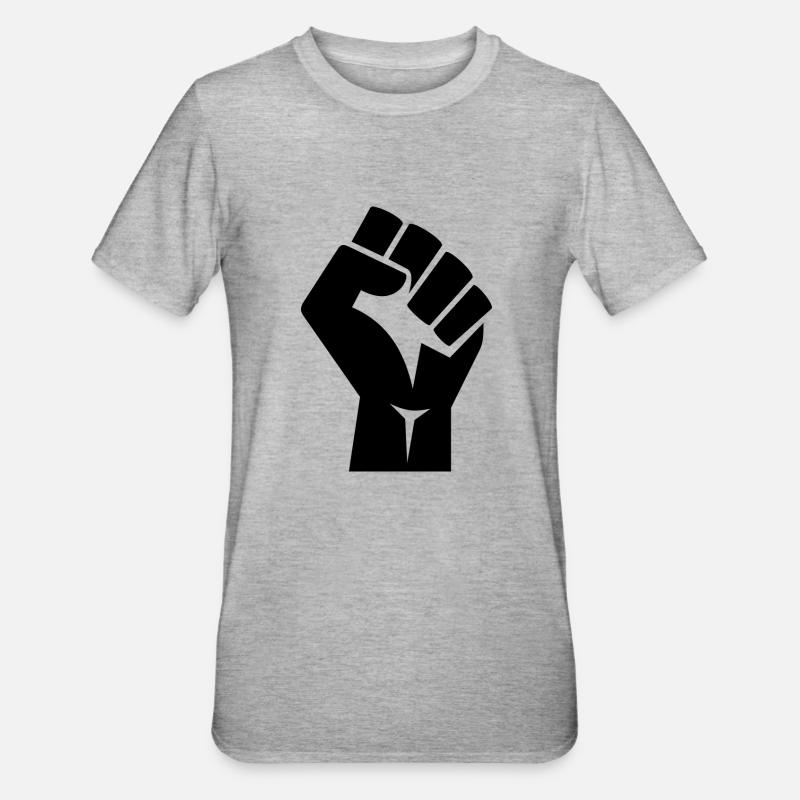 Mit erhobener Faust - Unisex Polycotton T-Shirt - Grau meliert