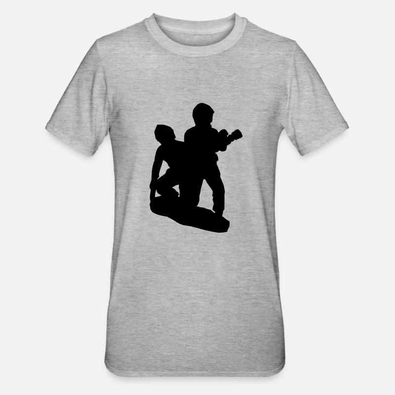 binomial Feuerwehrmann Angriff - Unisex Polycotton T-Shirt - Grau meliert
