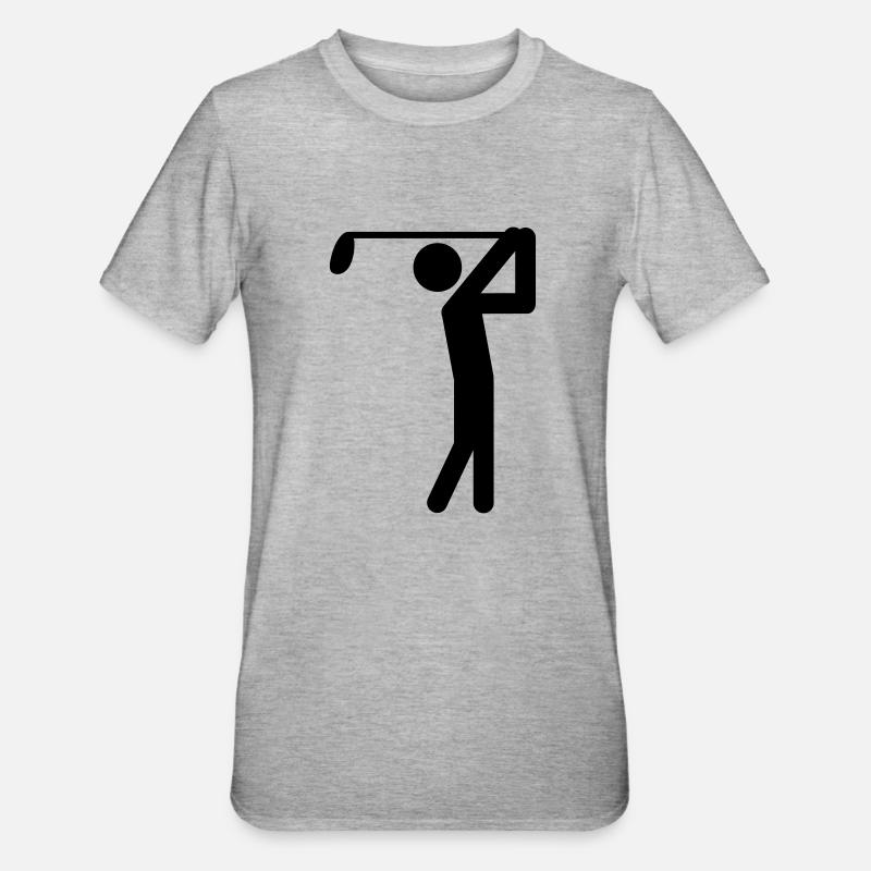 Golfer Symbol - Unisex Polycotton T-Shirt - Grau meliert