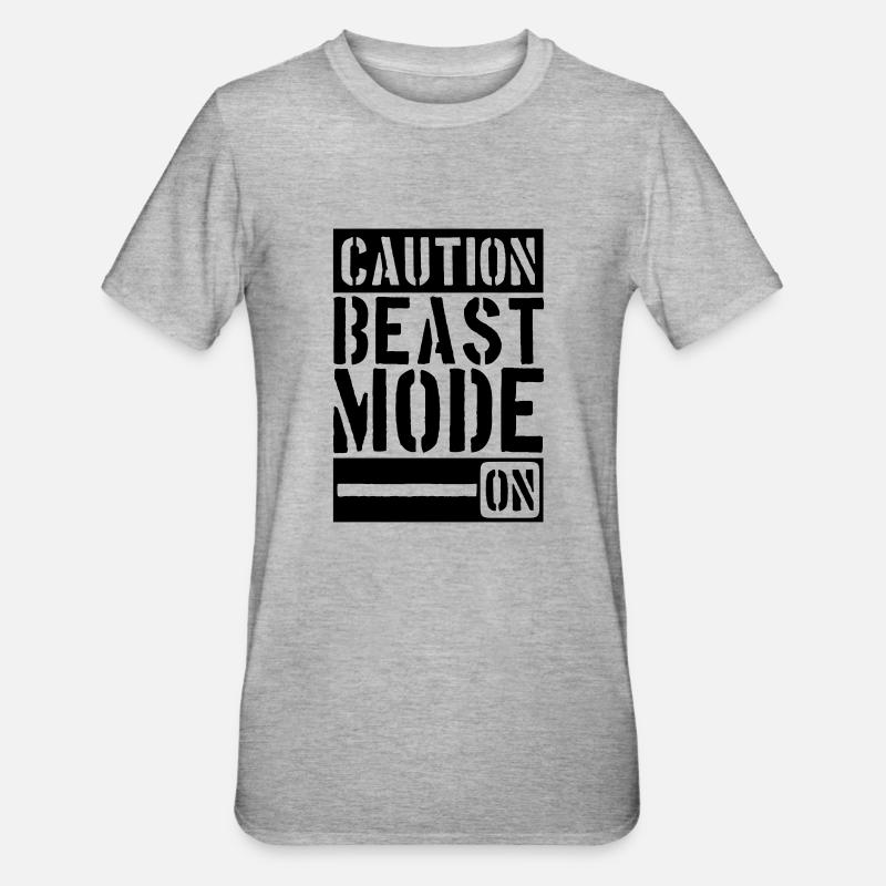 Caution Beast Mode On - T-shirt polycoton Unisexe - gris chiné
