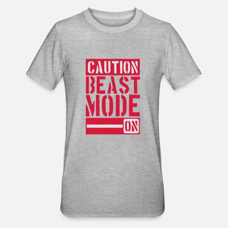 Caution Beast Mode On - T-shirt polycoton Unisexe - gris chiné