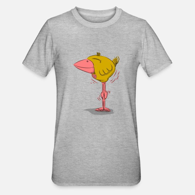 Vogel Friedolin einfach happy drauf - Unisex Polycotton T-Shirt - Grau meliert