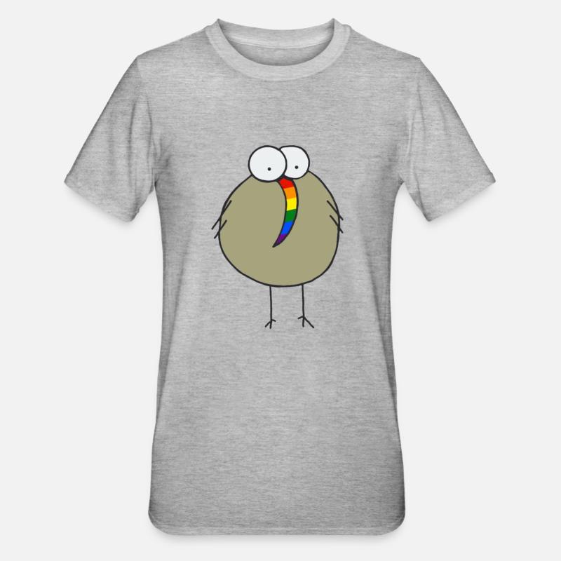 Regenbogenkiwi - Unisex Polycotton T-Shirt - Grau meliert