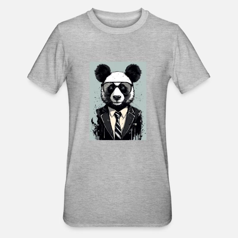 Panda costume smoking panda géant - T-shirt polycoton Unisexe - gris chiné